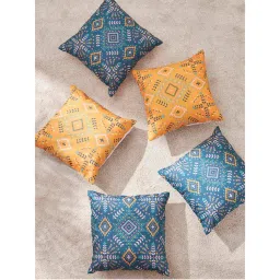 Teal By Chumbak Mexico Aztec 16 Inch Cushion Covers- Set of 5-image-62