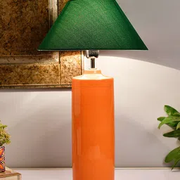 Homesake Orange & Green Colourblocked Bedside Standard Table Lamp with Shade-image-74