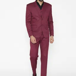 Wintage Men Magenta Solid Single-Breasted Regular Fit Party Suit-picture-23