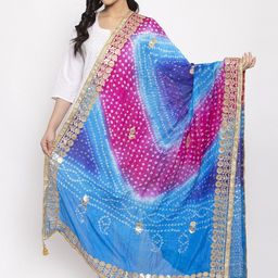 Clora Creation Blue & Magenta Dyed Dupatta-picture-46