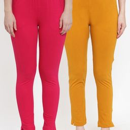TAG 7 Women Pack Of 2 Solid Straight-Fit Ankle-Length Leggings-picture-4