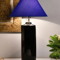 Homesake Black & Navy Blue Solid Handcrafted Ceramic Table Lamp with Shade-image-61