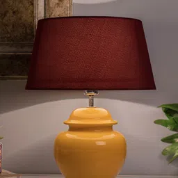 Homesake Yellow Solid Handcrafted Bedside Standard Table Lamp with Shade image 1