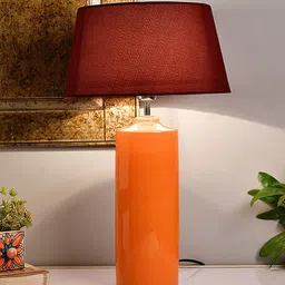 Homesake Orange & Red Colourblocked Bedside Standard Table Lamp with Shade-picture-14