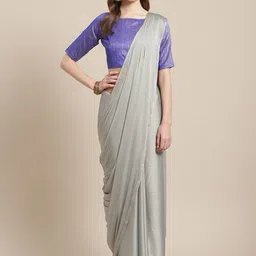 Saree mall Grey Solid Poly Georgette Sarees-picture-38