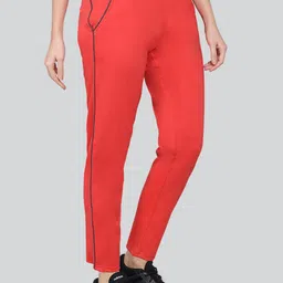 Q-rious Women Peach Solid Cotton Track Pants-picture-11