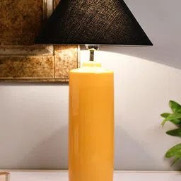 Homesake Yellow & Brown Colourblocked Handcrafted Bedside Standard Lamp with Shade-picture-16