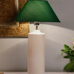 Homesake White & Green Solid Handcrafted Bedside Standard Table Lamp-picture-55