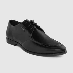 Lee Cooper Men Black Solid Leather Formal Derbys-picture-24
