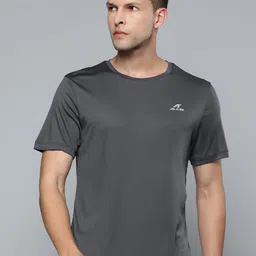 Alcis Men Charcoal Grey Solid Slim Fit T-shirt-picture-19
