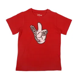 Disney by Wear Your Mind Boys Red Typography Mickey Mouse Printed Pure Cotton T-shirt-picture-55