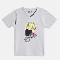 Eteenz Kids Boys Johnny Bravo Printed V-Neck T-Shirt-image-78