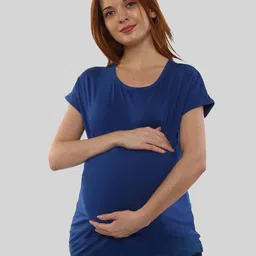 SillyBoom Round Neck Cotton Maternity T-shirt-image-51