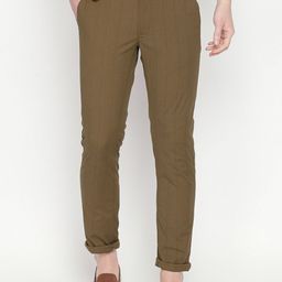 Basics Men Brown Tapered Fit Solid Regular Trousers-picture-27