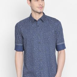 Basics Men Blue Slim Fit Printed Casual Shirt-image-59