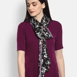 Aditi Wasan Women White & Black Printed Stole-picture-19