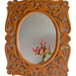 VAS collection home Floral Patterned Wooden Wall Mirror image 1