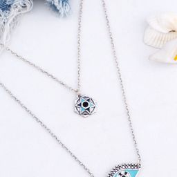 Voylla Silver-Plated & Enameled Layered Tribal Necklace-picture-43