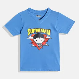Eteenz Kids Boys Superman Printed V-Neck T-Shirt-picture-56