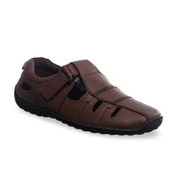 Khadims Men Brown Fisherman Leather Sandals-picture-33