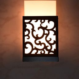 Gojeeva Black & White Textured Contemporary Rectangle Shaped Wooden Wall Lamp-picture-42
