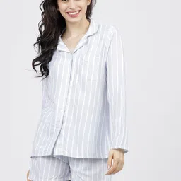 Tokyo Talkies Women Blue & White Striped Night suit-picture-12