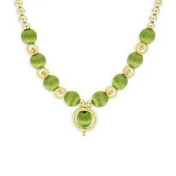 AKSHARA Gold-Toned And Green Handcrafted Beaded Necklace-picture-24