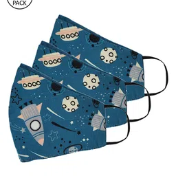 Tossido Unisex Pack Of 3 Blue 3 Ply Premium Cotton Printed Masks-picture-25