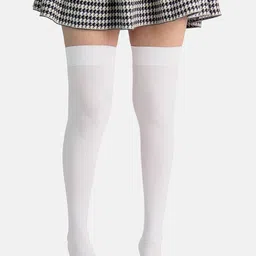 Theater Women White Solid Stockings-image-16