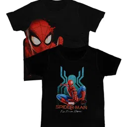 Marvel by Wear Your Mind Boys Black Spiderman Printed Round Neck T-shirt-picture-27