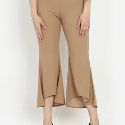 Westwood Women Beige Relaxed Loose Fit Solid Bootcut Trousers-image-15