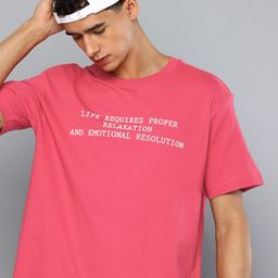Flying Machine Typography Printed Drop-Shoulder Sleeves Pure Cotton Relaxed Fit T-shirt-picture-33