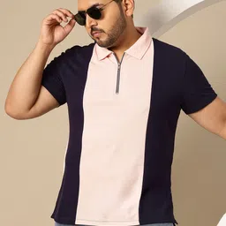 Sztori Men Plus Size Colourblocked Polo Collar Pure Cotton T-shirt-picture-29