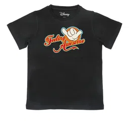 Disney by Wear Your Mind Boys Black Typography Printed Pure Cotton T-shirt-picture-26