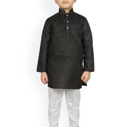 SG YUVRAJ Boys Black Pure Cotton Kurta with Churidar-picture-10