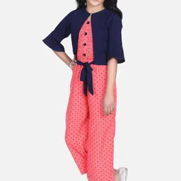 LilPicks Girls Pink & Navy Blue Printed Basic Jumpsuit-picture-46