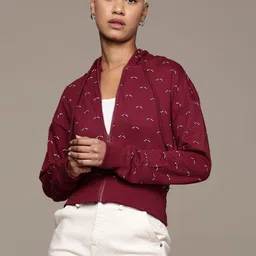 The Roadster Lifestyle Co. Printed Hooded Crop Sweatshirt-picture-18