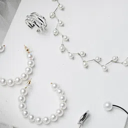 JOKER & WITCH Silver-Toned & White Pearl & Stone Embellished Jewelry Set-picture-32