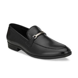 San Frissco Men Black Perforations Leather Mid-Top Slip-On Sneakers-picture-49