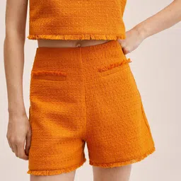 MANGO Women Orange Self Design Shorts-picture-37