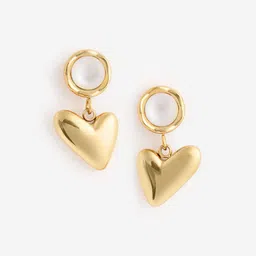DressBerry Gold-Plated Pearls Heart Shaped Stainless Steel Drop Earrings-picture-31