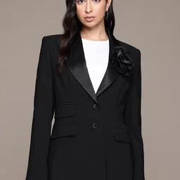 MANGO Notched Lapel Applique Detailed Single-Breasted Semi-Formal Blazer-picture-21