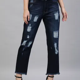 STREET 9 Women Blue Relaxed Fit Mid-Rise Highly Distressed Jeans-image-97