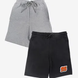 YK Justice League Boys Pack of 2 Solid Regular Fit Regular Shorts with Cars Print Detail-picture-10