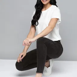 Mast & Harbour Women Charcoal Grey Skinny Fit Stretchable Jeans-picture-40