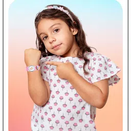 Spiky Kids Round Dial & Textured Strap Analogue Watch- SPKEVA9_UNI_PINK image 2