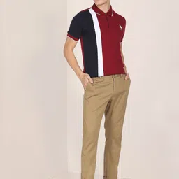 U.S. Polo Assn. Men Colourblocked Polo Collar Slim Fit Pure Cotton T-shirt-picture-29
