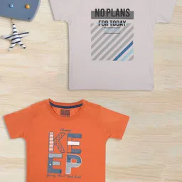 AXM CHAMP Boys Pack Of 2 Typography Printed Cotton T-shirt-picture-42