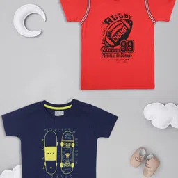 AXM CHAMP Boys Pack Of 2 Typography Printed Cotton T-shirt-picture-21