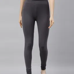 TWIN BIRDS Women Charcoal Grey Solid Churidar-Length Leggings-picture-33
